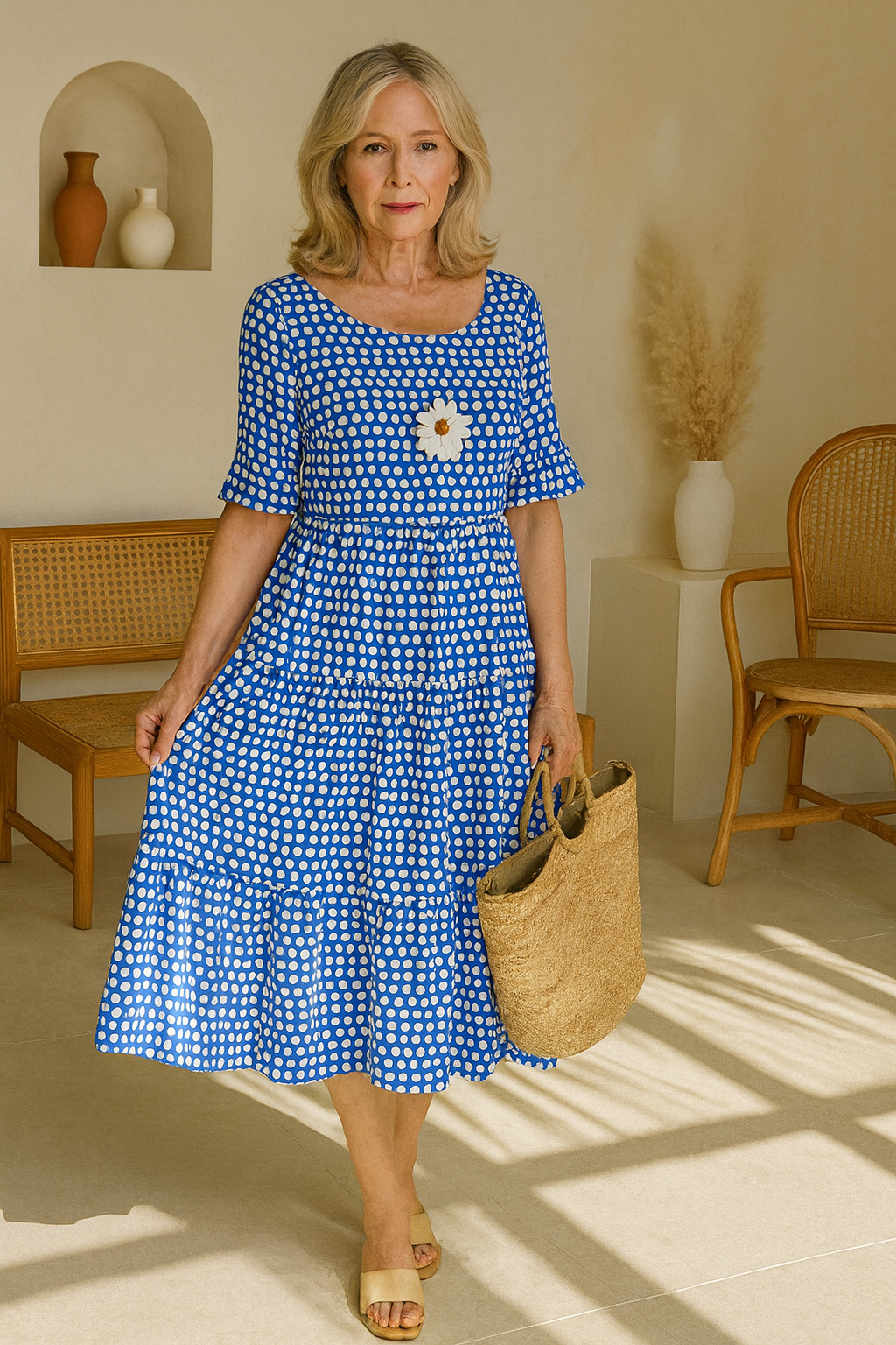 Iris™ | Robe midi couleur sable
