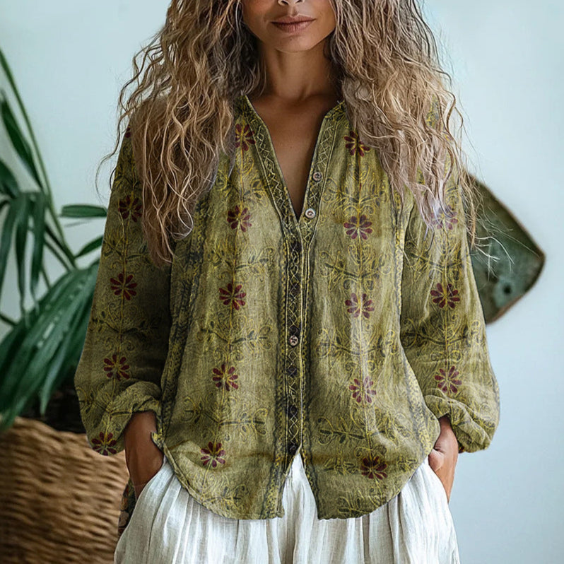 Alexandra™ | Blouse imprimée rétro