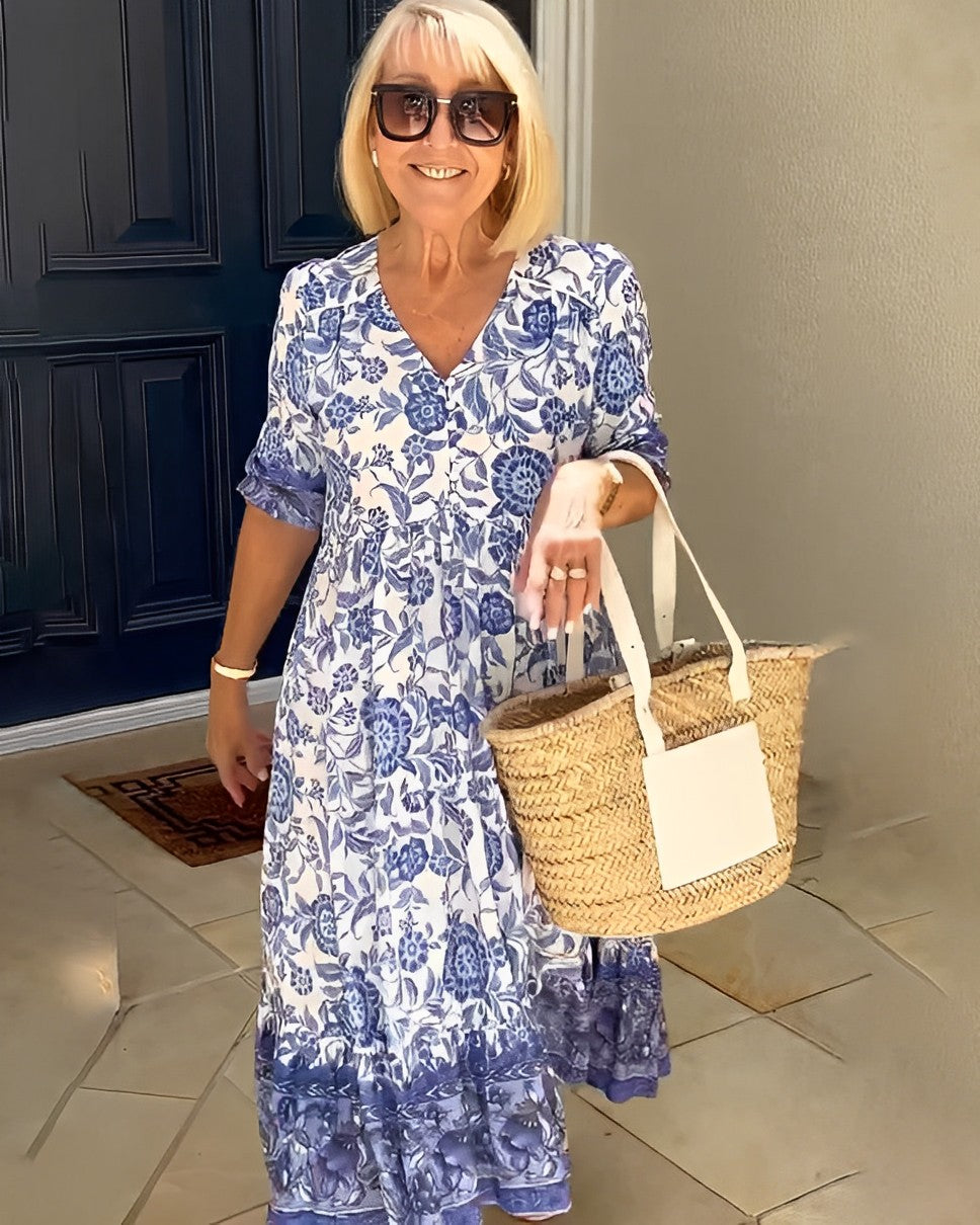 Keysha™ | Robe florale élégante à col en V