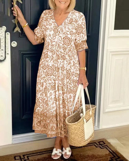 Keysha™ | Robe florale élégante à col en V