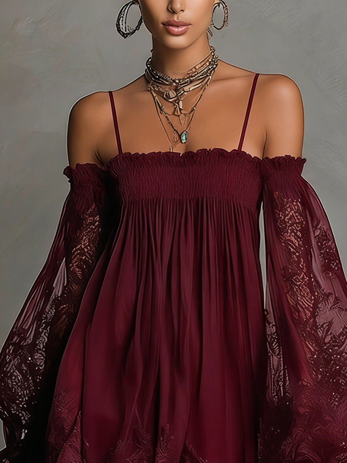 Noemi™ | Mini-robe en mousseline à épaules dénudées