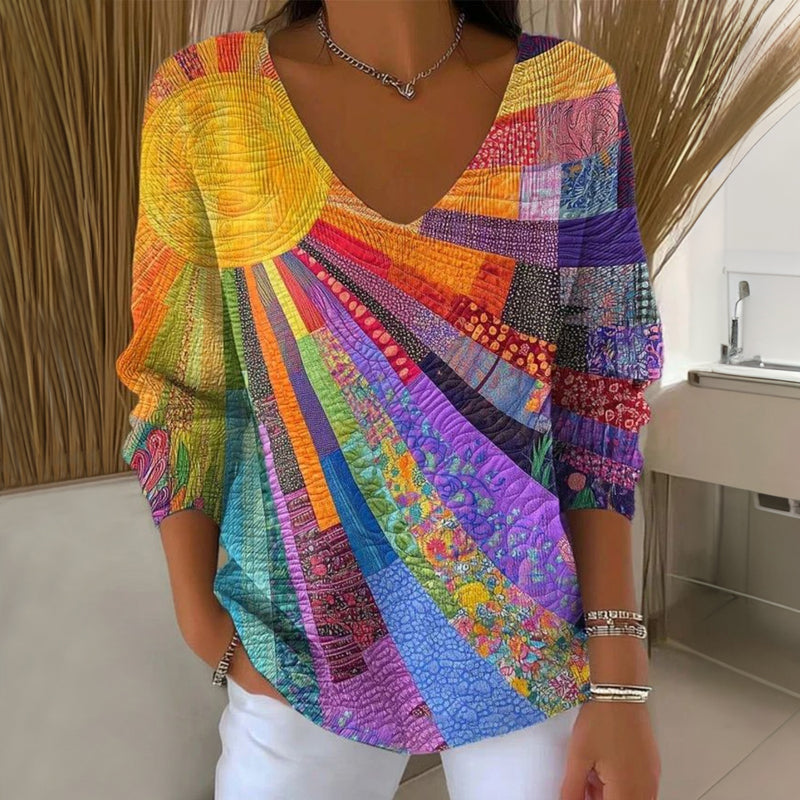 Maëlys™ | T-shirt vintage à col en V