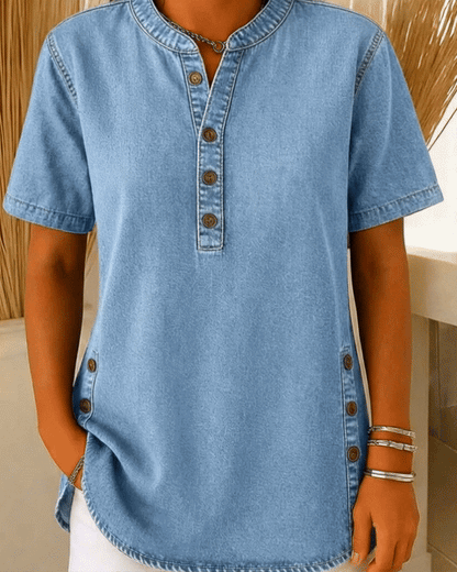 Apolline™ | Blouse en denim coton