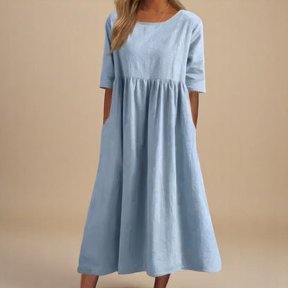 Deborah™ | Robe Midi en Coton-Lin