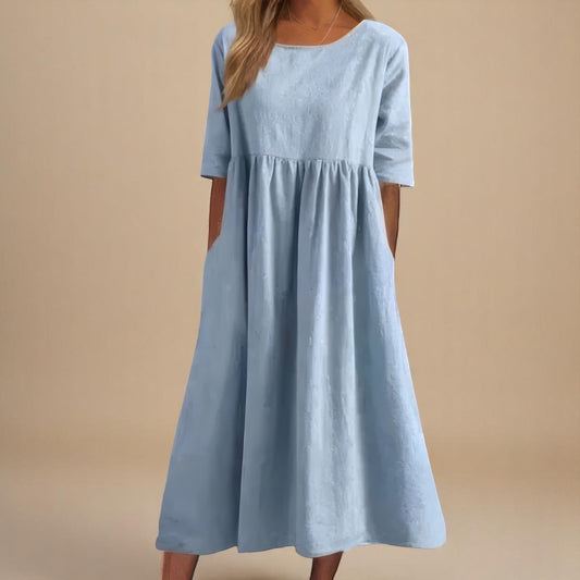 Deborah™ | Robe Midi en Coton-Lin