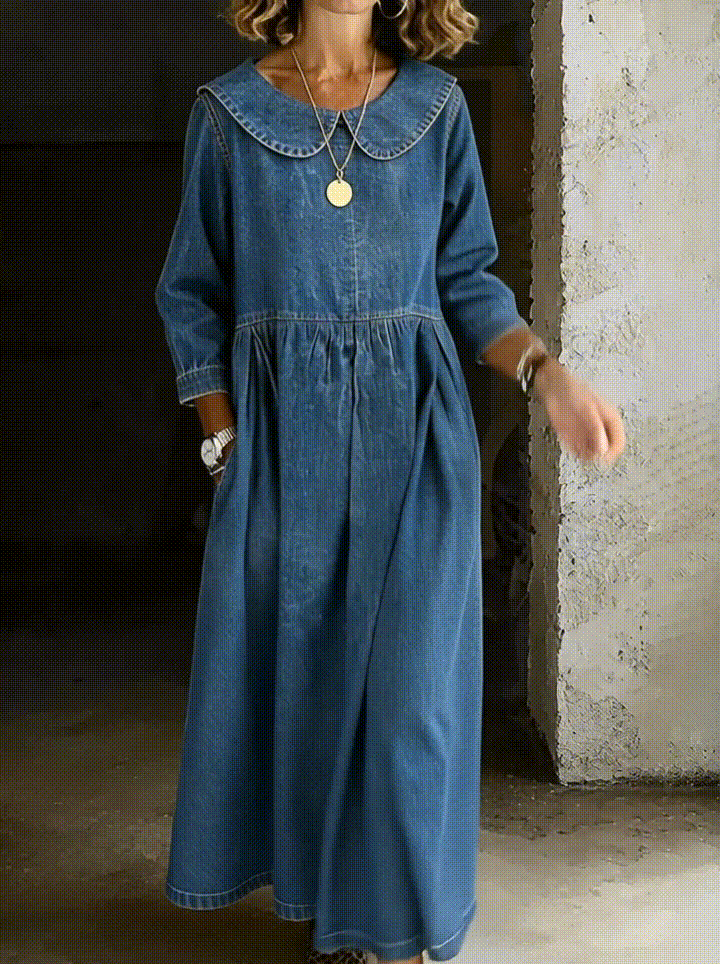 Clara™ | Robe en jean à col Peter Pan