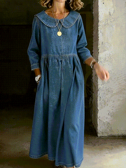 Clara™ | Robe en jean à col Peter Pan