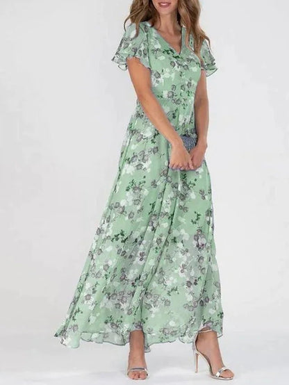Zoe™ | Robe Longue Fleurie à Volants