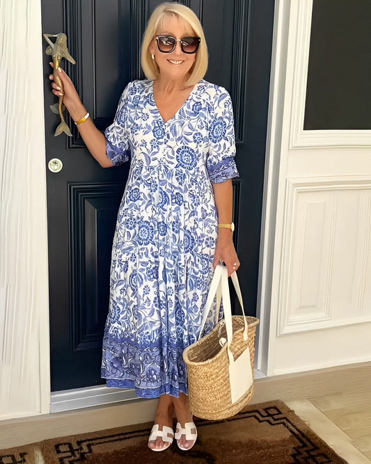 Keysha™ | Robe florale élégante à col en V
