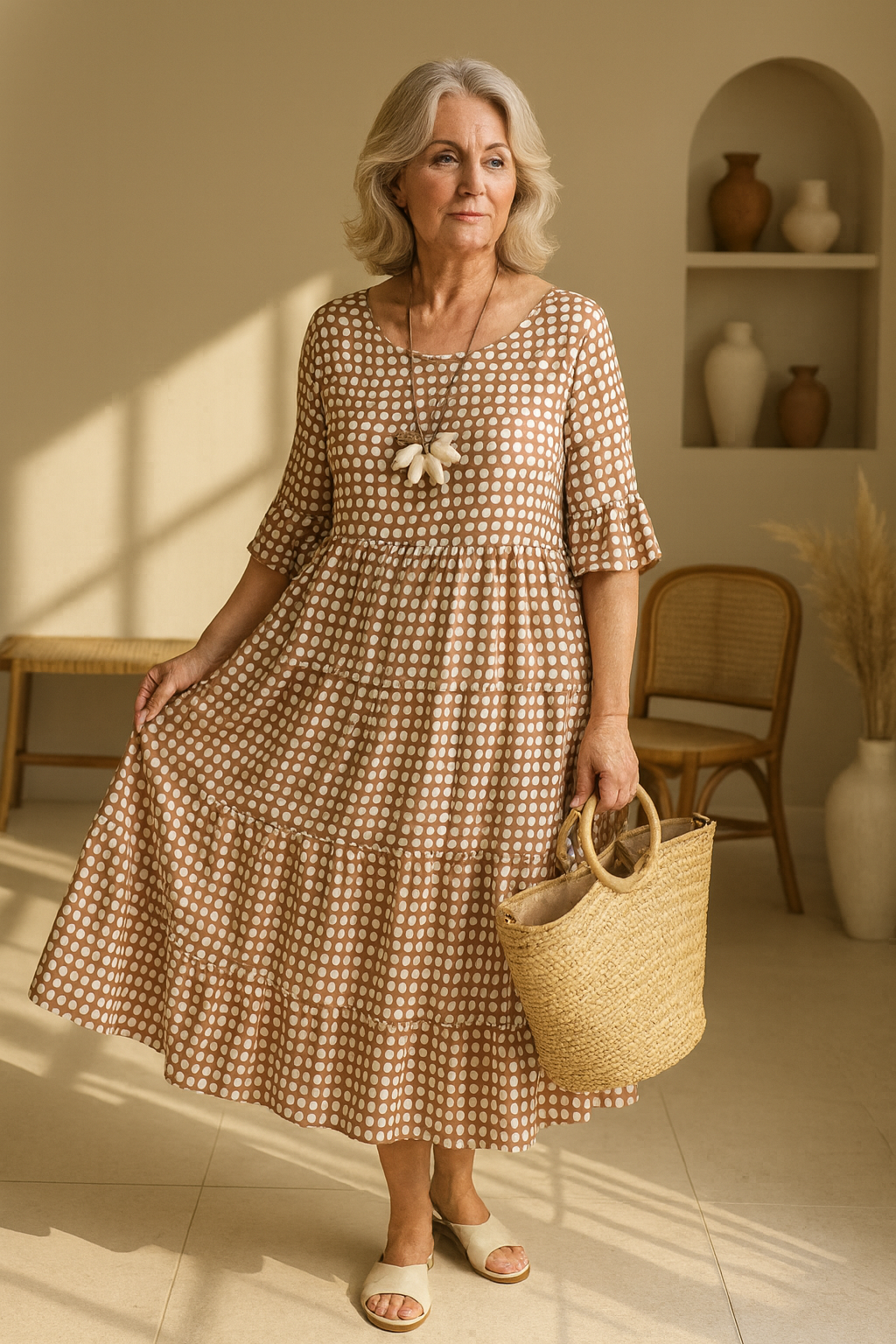Iris™ | Robe midi couleur sable