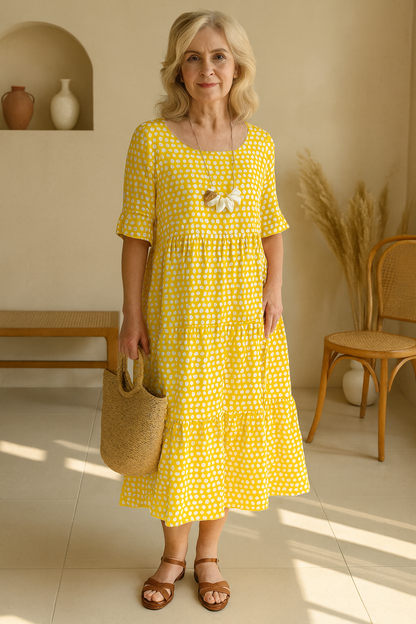 Iris™ | Robe midi couleur sable