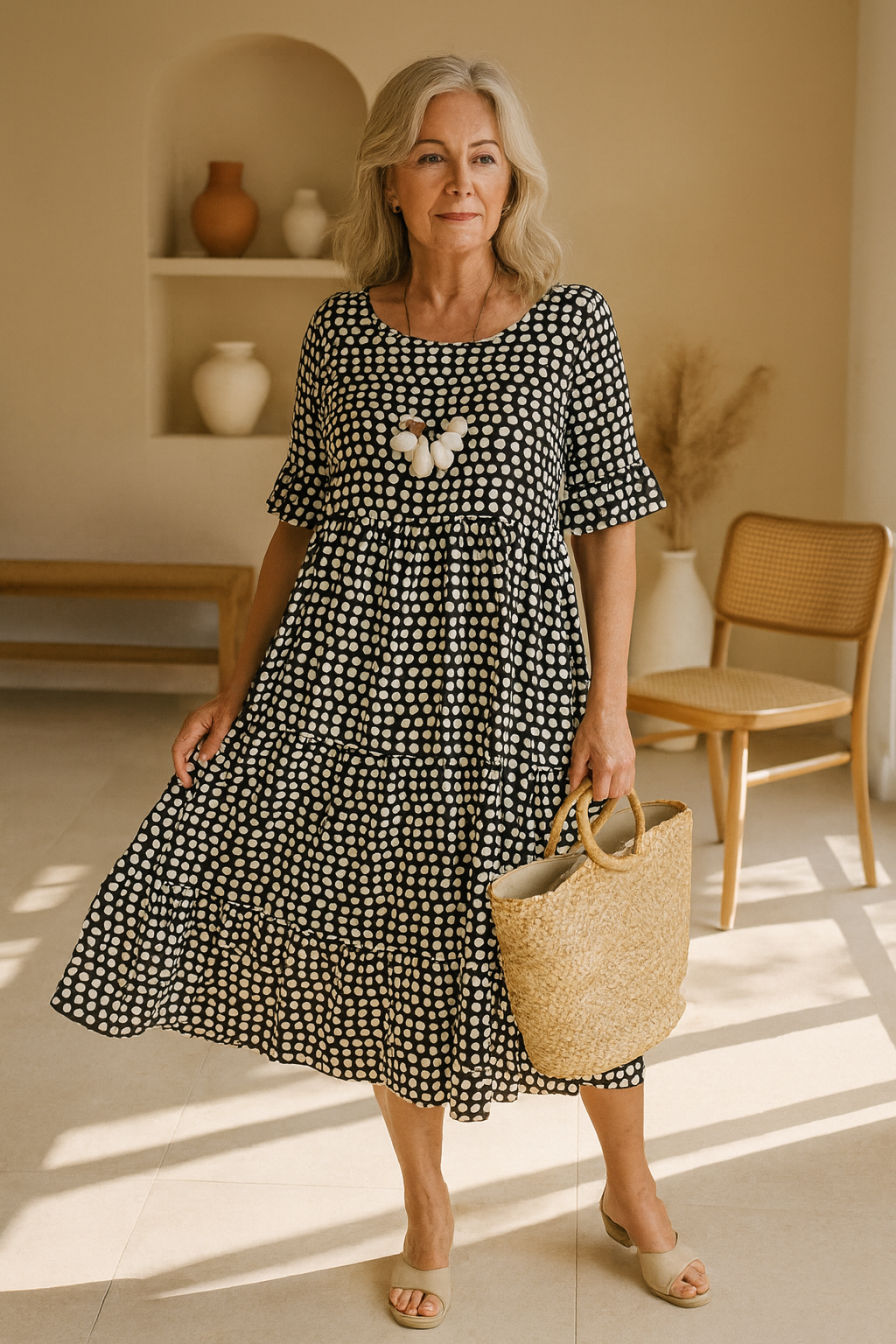 Iris™ | Robe midi couleur sable