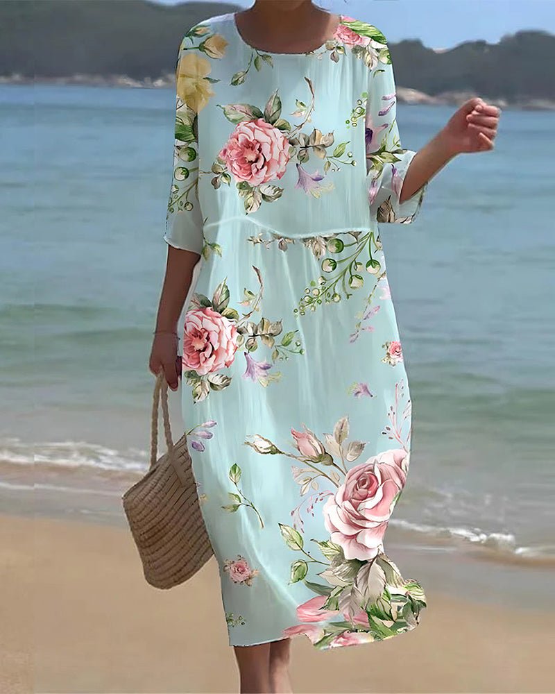 Keely™ | Robe Coton Fleurie Col Rond