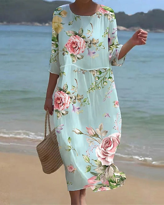 Keely™ | Robe Coton Fleurie Col Rond