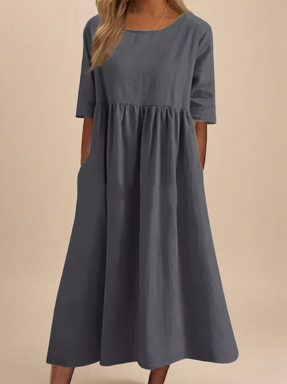 Deborah™ | Robe Midi en Coton-Lin