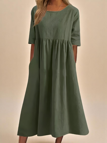 Deborah™ | Robe Midi en Coton-Lin