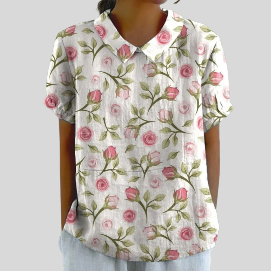 Élody™ | Blouse roses délicates