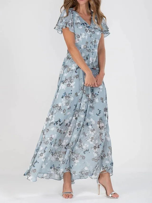 Zoe™ | Robe Longue Fleurie à Volants