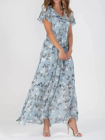 Zoe™ | Robe Longue Fleurie à Volants