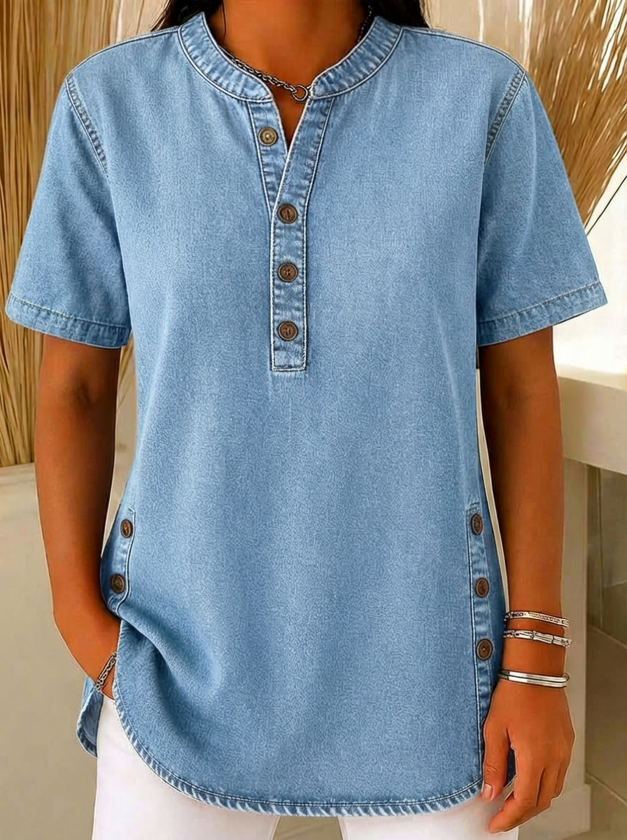 Apolline™ | Blouse en denim coton