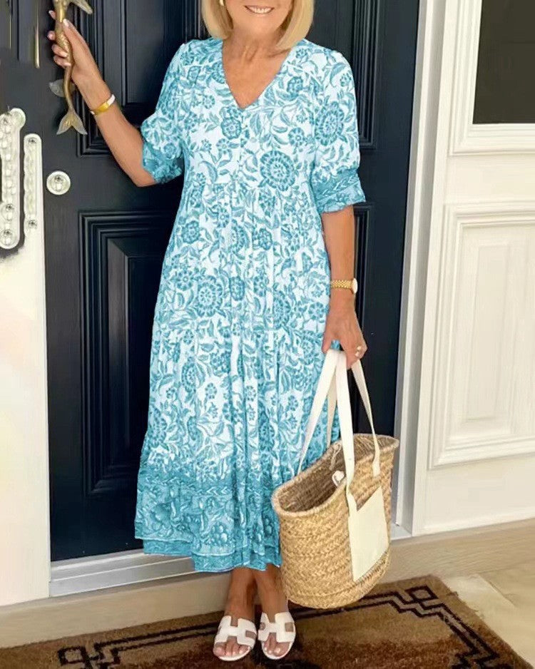 Keysha™ | Robe florale élégante à col en V