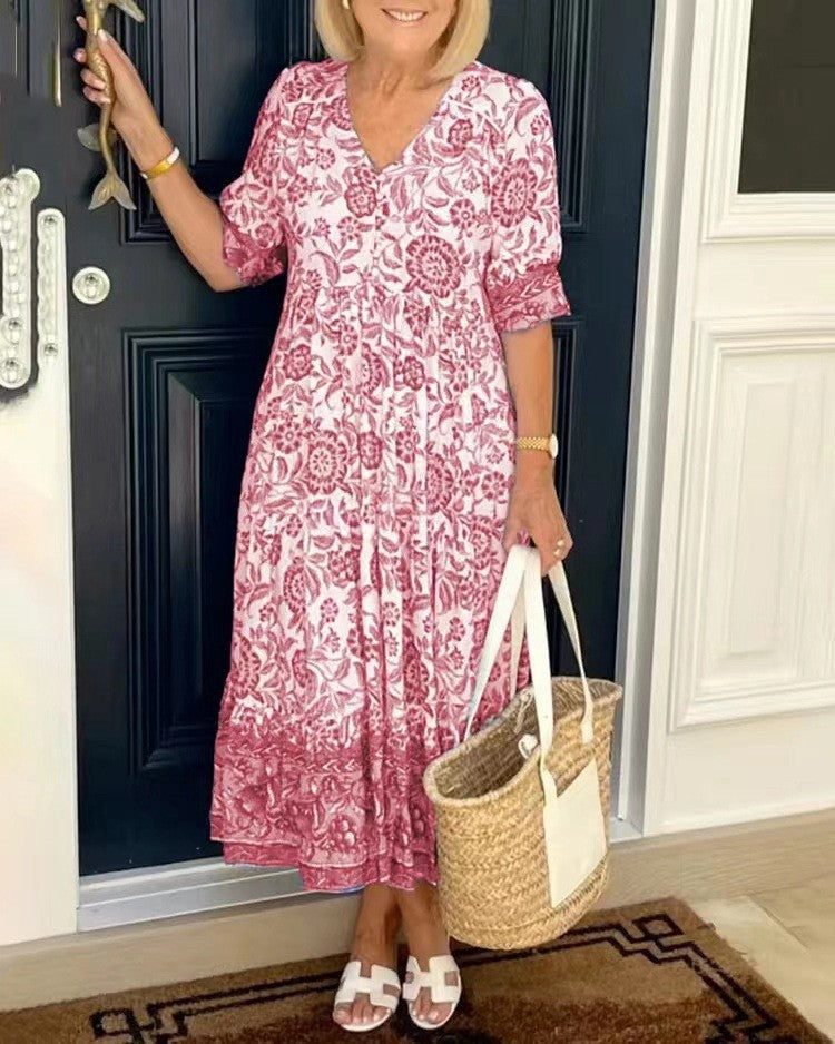 Keysha™ | Robe florale élégante à col en V