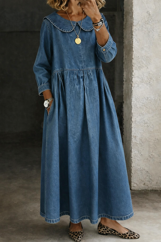 Clara™ | Robe en jean à col Peter Pan