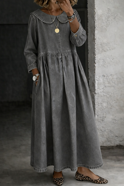 Clara™ | Robe en jean à col Peter Pan