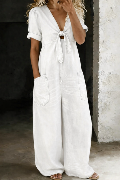 Maya™ | Combinaison en jean à col en V