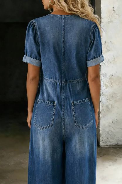 Maya™ | Combinaison en jean à col en V