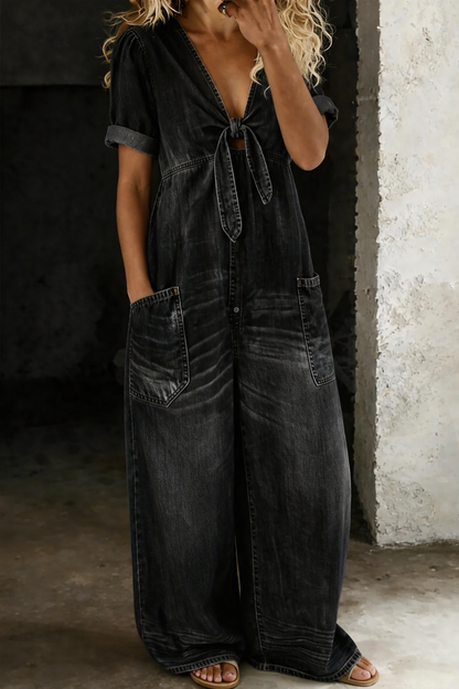 Maya™ | Combinaison en jean à col en V