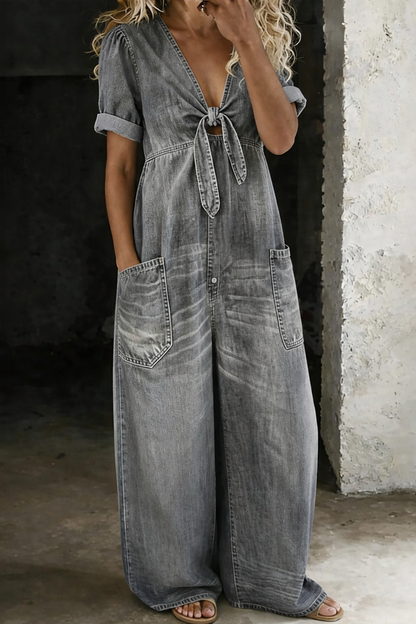 Maya™ | Combinaison en jean à col en V