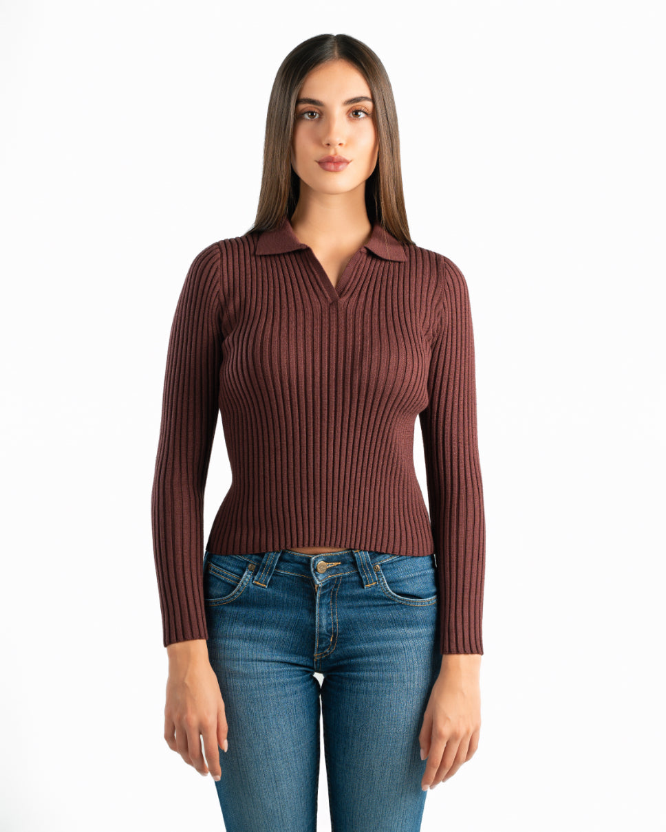 Serena Knit Long Sleeve Polo