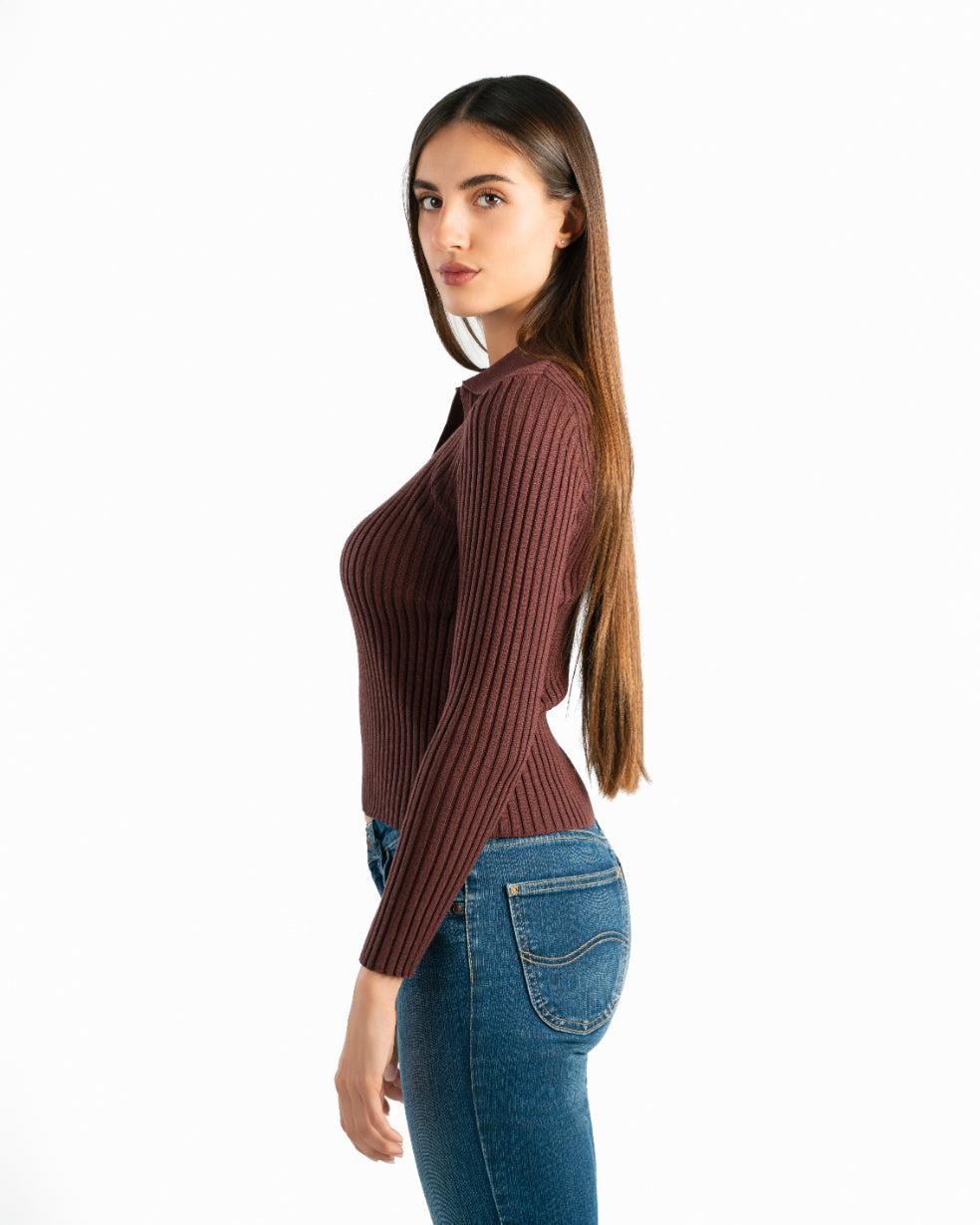 Serena Knit Long Sleeve Polo