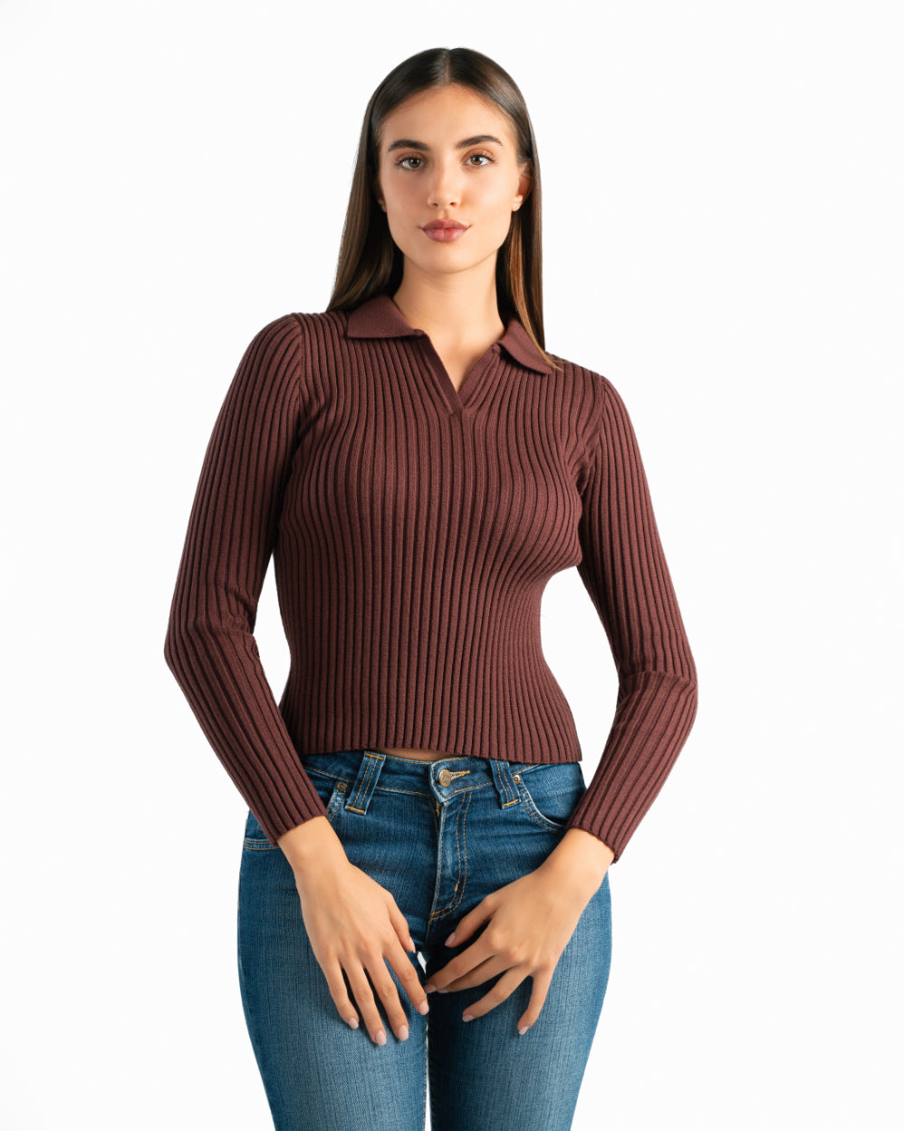 Serena Knit Long Sleeve Polo