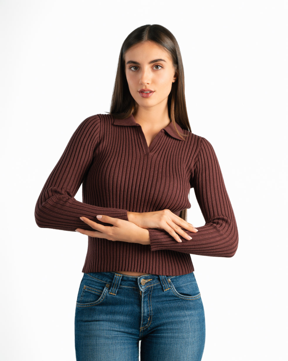 Serena Knit Long Sleeve Polo