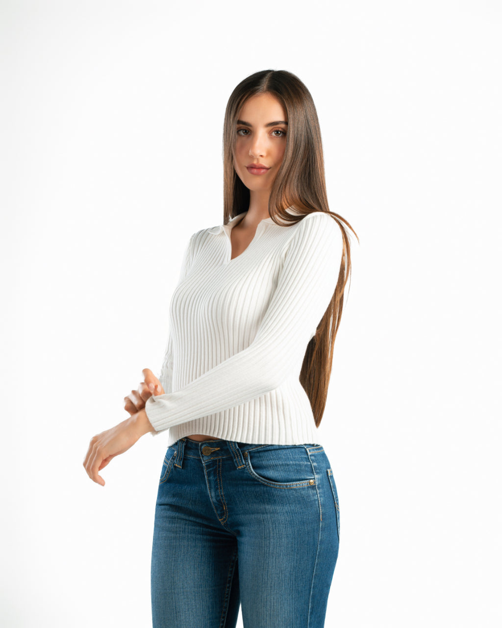 Serena Knit Long Sleeve Polo