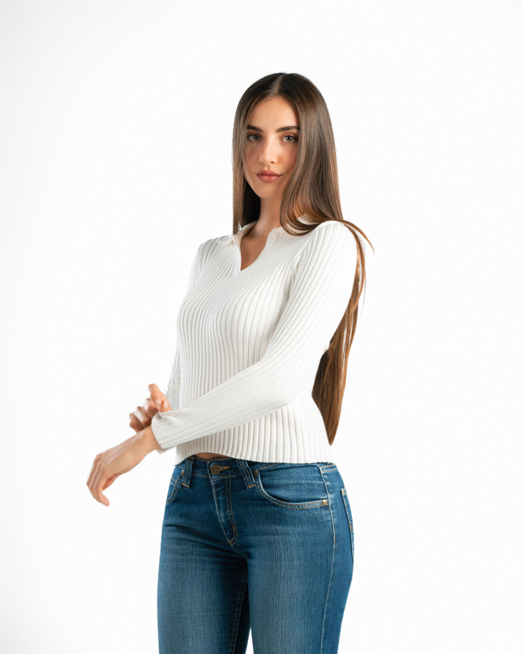 Serena Knit Long Sleeve Polo