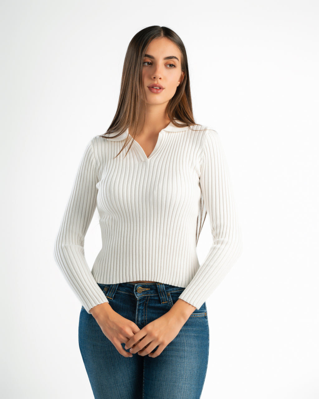Serena Knit Long Sleeve Polo