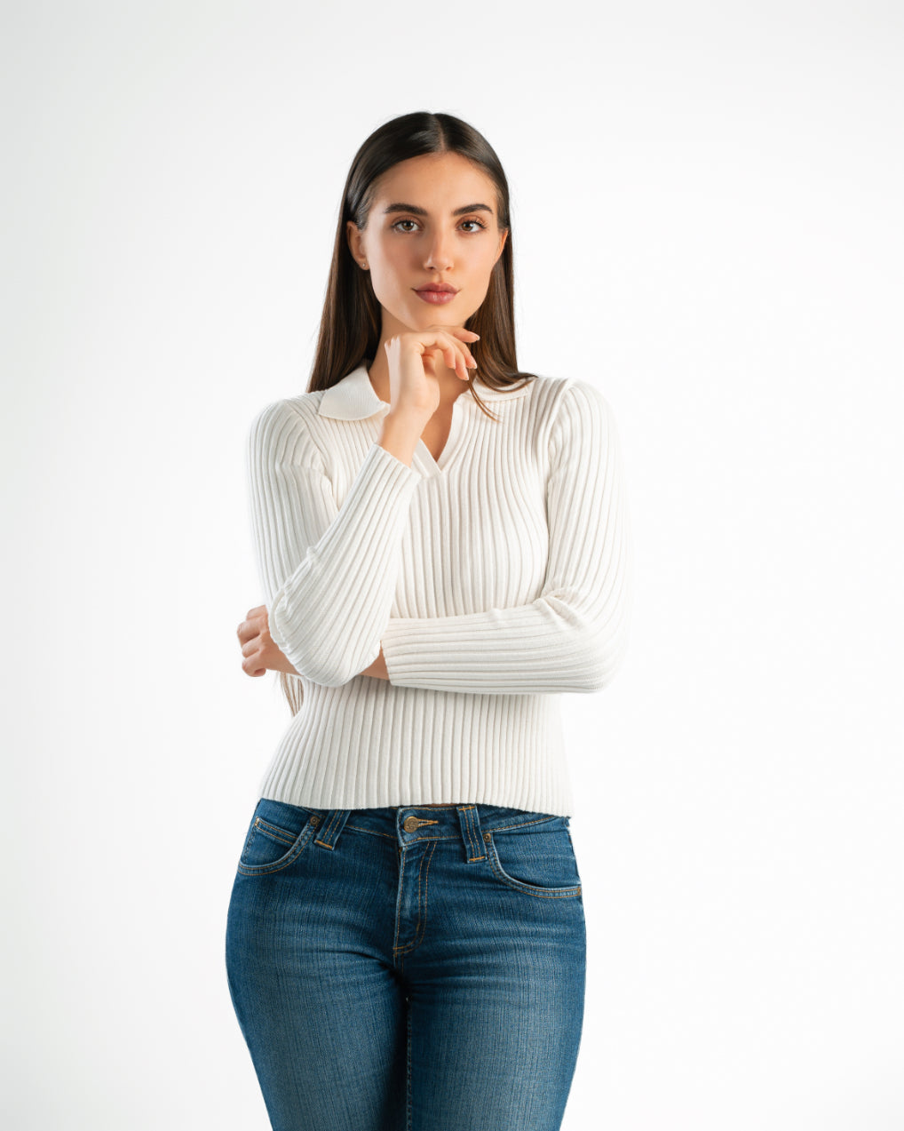 Serena Knit Long Sleeve Polo