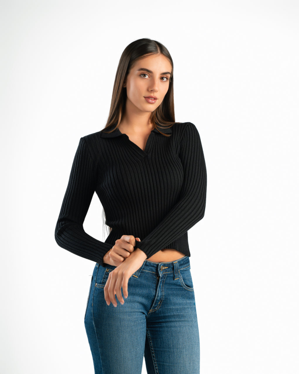 Serena Knit Long Sleeve Polo
