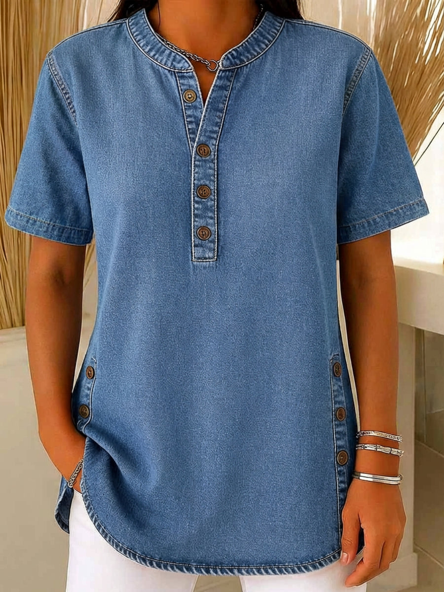 Apolline™ | Blouse en denim coton
