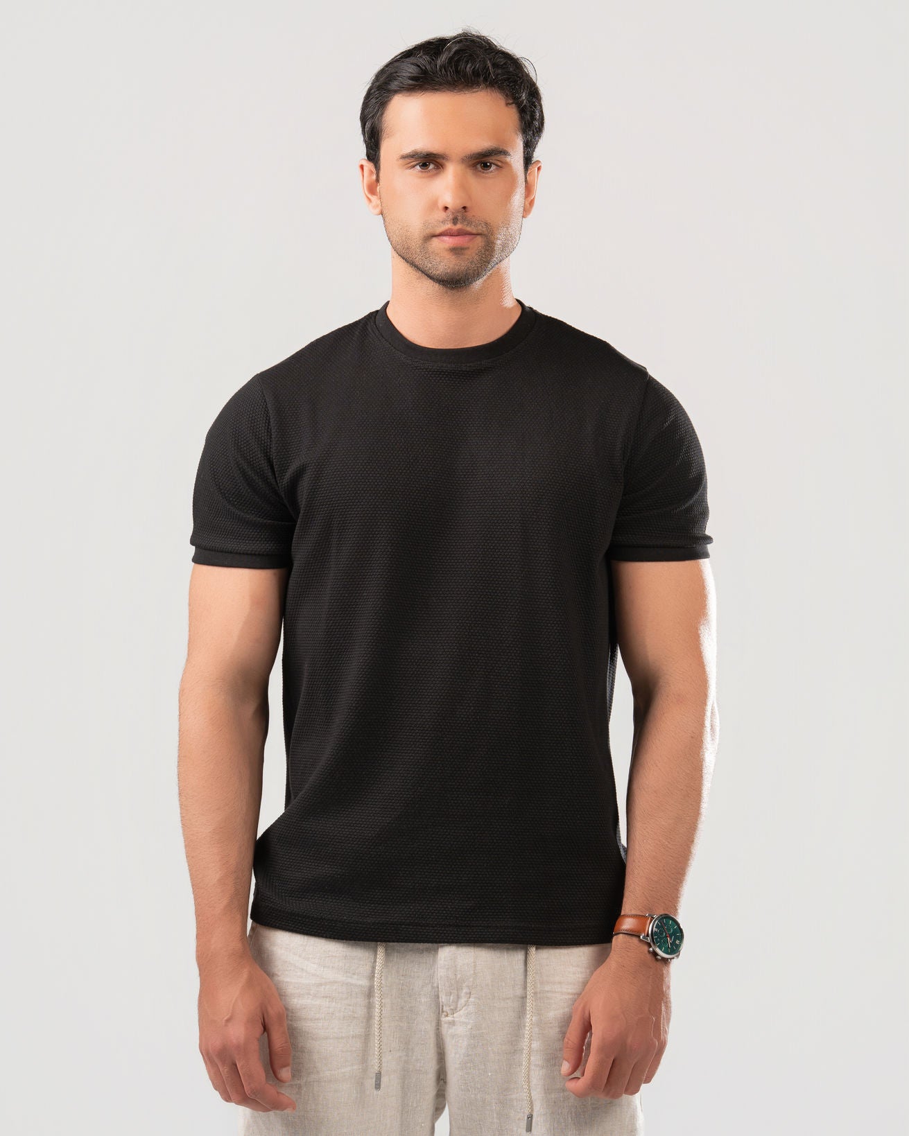 Textured Cotton T-Shirt