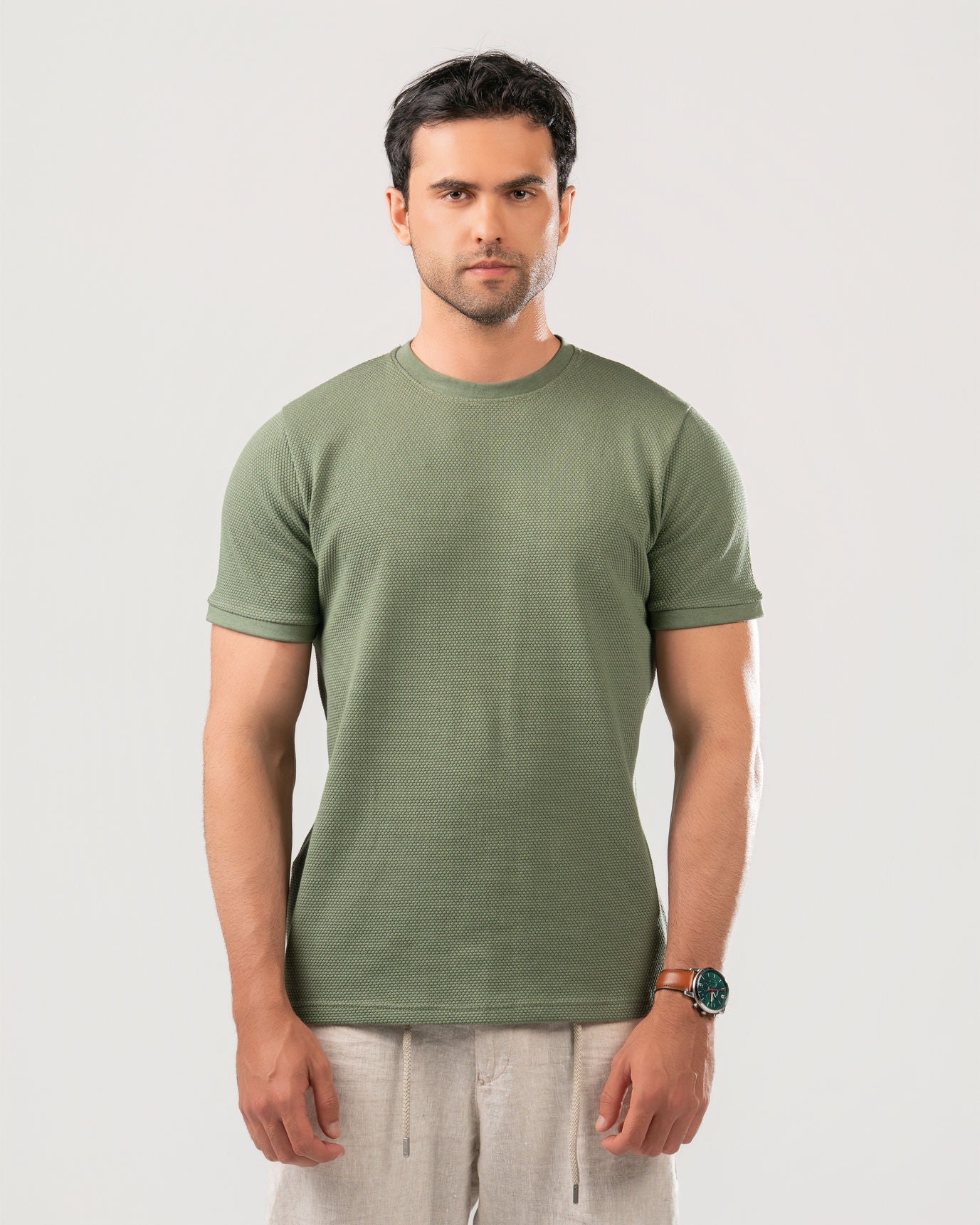 Textured Cotton T-Shirt