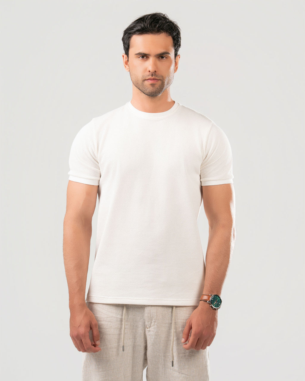Textured Cotton T-Shirt