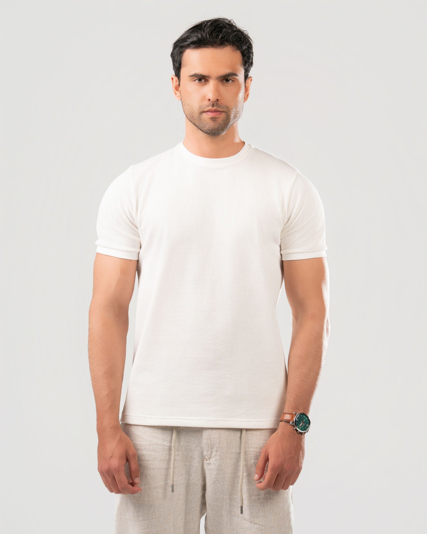 Textured Cotton T-Shirt