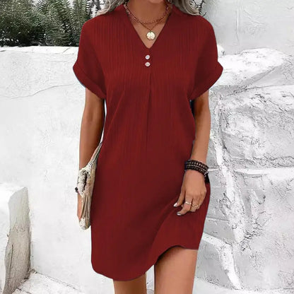 Marilyn™ | Robe Courte Texturée à Boutons
