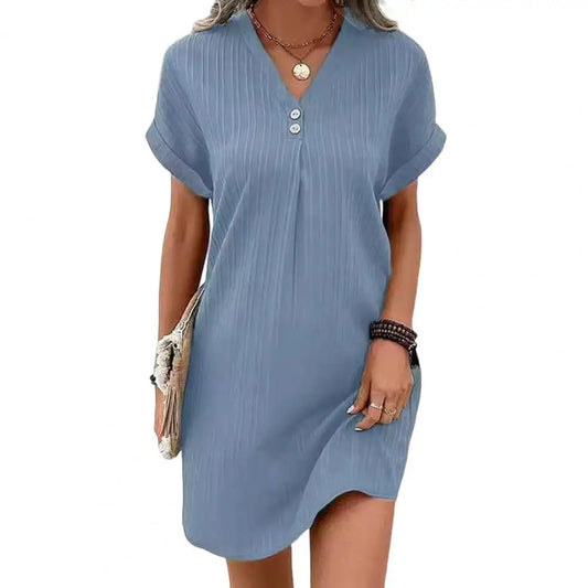 Marilyn™ | Robe Courte Texturée à Boutons