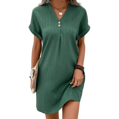Marilyn™ | Robe Courte Texturée à Boutons