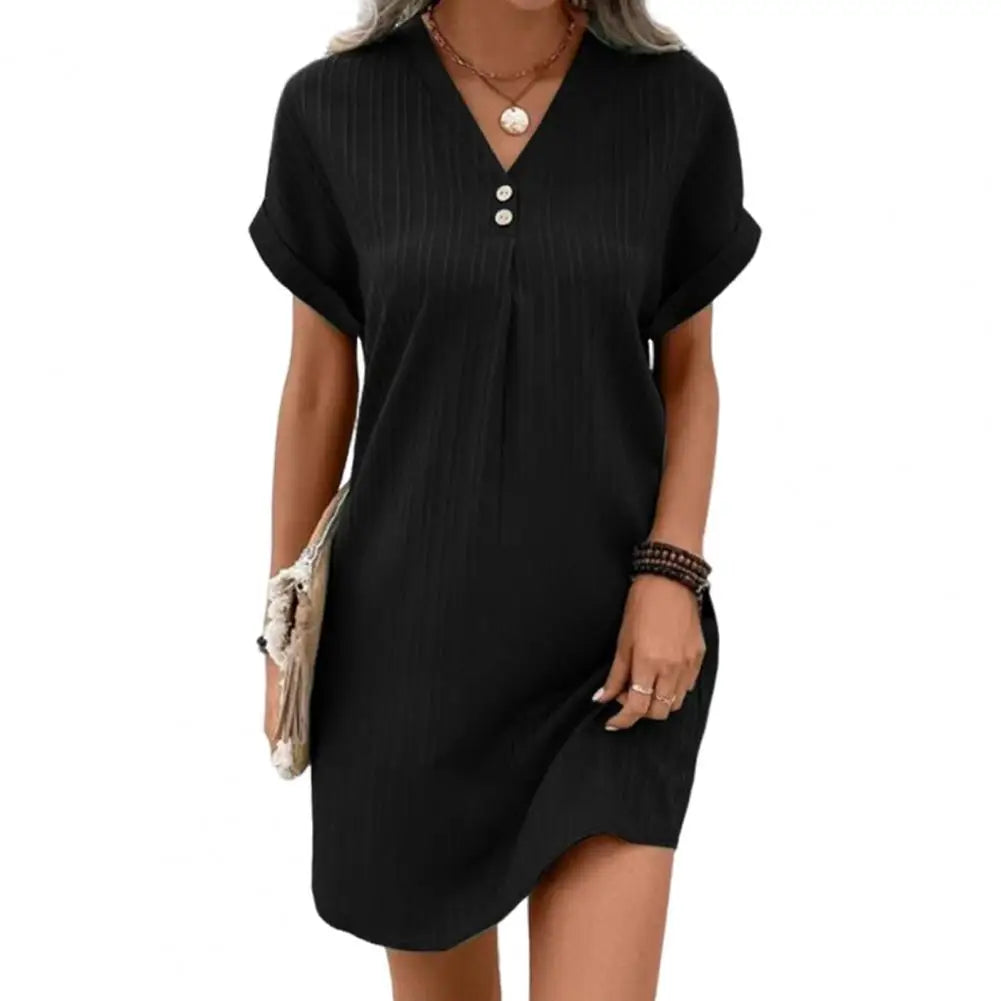 Marilyn™ | Robe Courte Texturée à Boutons